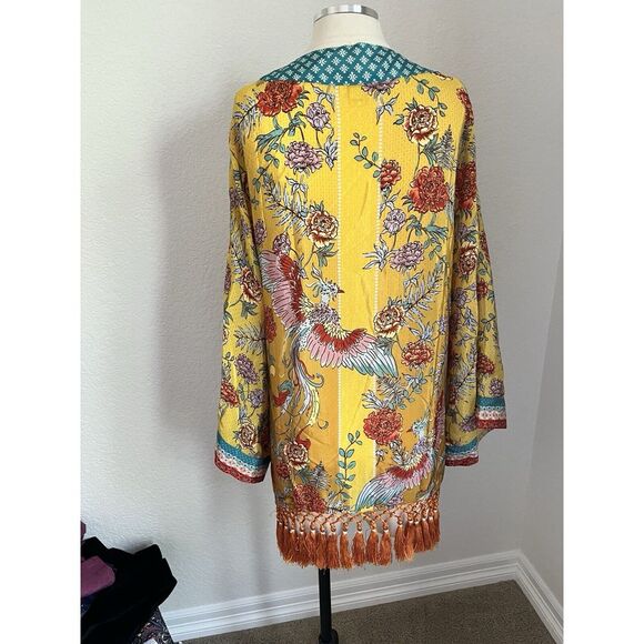 Sundance Willow Song Yellow Floral Print Kimono Women's Size Small Boho Chic - Picture 4 of 4